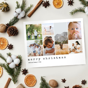 Julfoto med minimalistisk och enkel skrivmaskin julkort