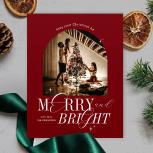 Julfoto med Mjukt och ljusröd Elegant Julkort