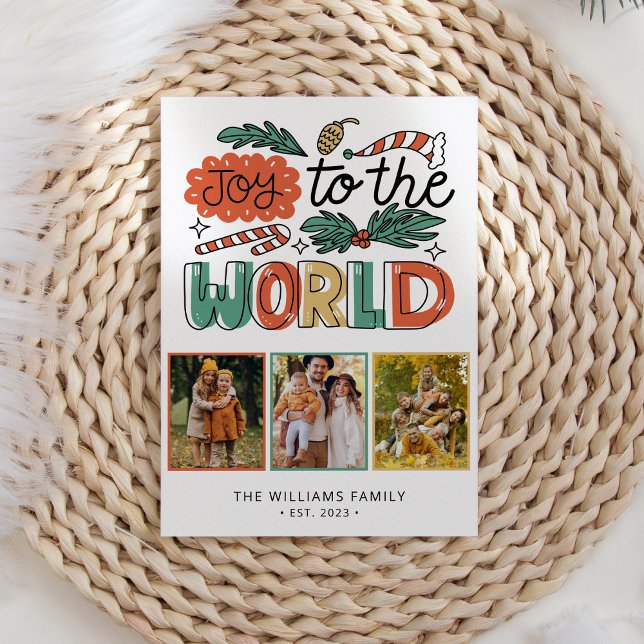 Julfoto med modern fetstilt Blommigt Julkort (Skapare uppladdad)