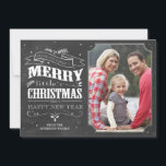 Julfoto med Rustic Chalkboard-kort Julkort<br><div class="desc">7 x 5 Rustic Chalkboard-julkort. Anpassade. En del av en samling.</div>