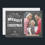 Julfoto med Rustic Chalkboard-kort Julkort<br><div class="desc">7 x 5 Rustic Chalkboard-julkort. Anpassade. En del av en samling.</div>