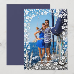 Julfoto med tropisk Blommigt Julkort