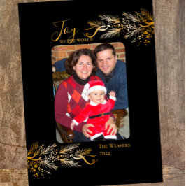 Julfoto med unikt Guld Black Elegant Julkort