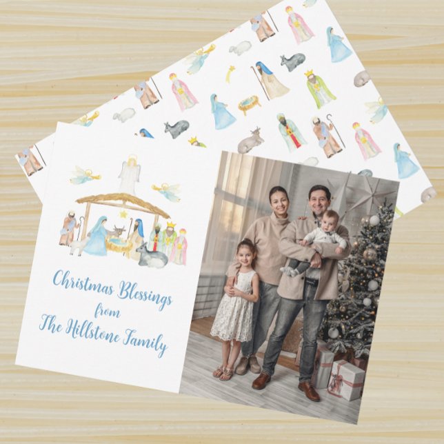 Julfoto med vattenfärg och nyans julkort (Skapare uppladdad)