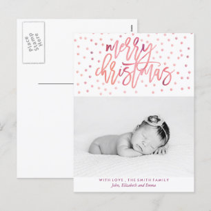 Julfoto med vattenfärg Typografi Helg Vykort