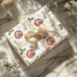 Julfoto med Watercolor Greenery Helgdag Presentpapper