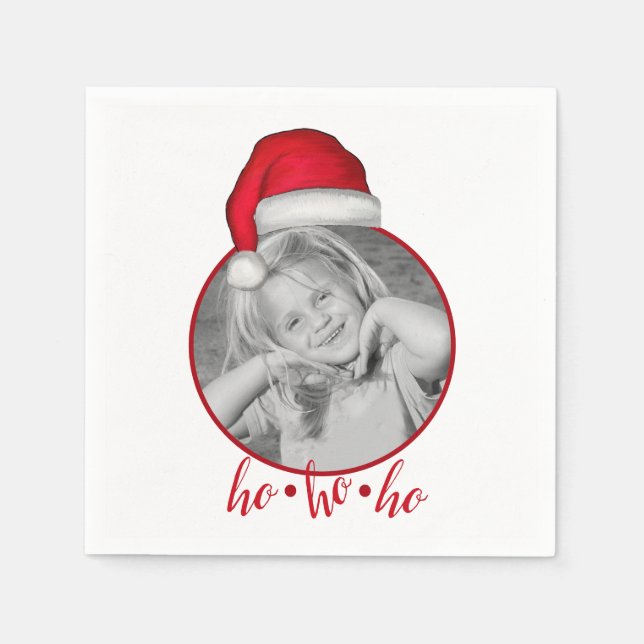 Julfoto med Whimsical Cute Helgdag Pappersservett (Framsidan)