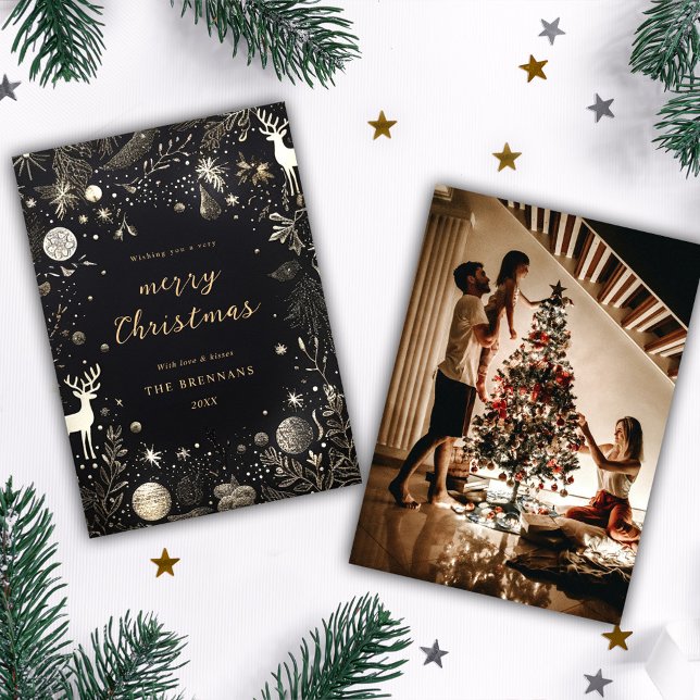 Julfoto Modern Elegant Julkort (Merry Christmas Photo Holiday Card)