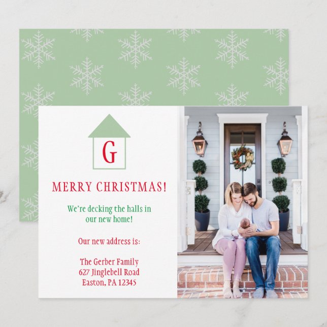 Julfoto Nytt hemdäck Halls Flytta Julkort (Fram/baksida)