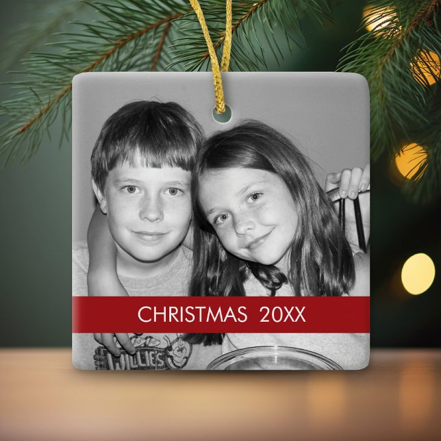 Julfoto Ram - Modern Julgransprydnad Keramik (Personalized Photo Ornament - Christmas Keepsake)