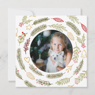 Julfoto Rustic Foliage och Vinter Berries Julkort