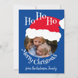 Julfoto Santa Hat Cute Blue Julkort