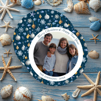 Julfoto snöflingor & Nautical Inslag Julkort