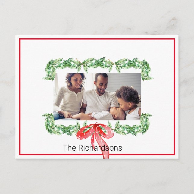 Julfoto Spotlight Garland Red Ram Helg Vykort (Framsida)