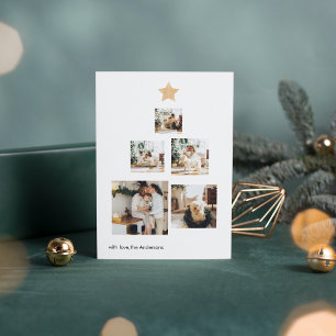 Julfoto Träd Guld Star LYCKLIG HELGDAG
