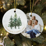 Julfoto Watercolor Winter Gräs Träd Photo Julgransprydnad Keramik<br><div class="desc">Den här ornamenterade God jul keramiska vintern har tre snö-dammade vattenfärgen gräs träd på framsidan och en fotomall på baksidan. Besök samlingen för matchande produkter,  eller kontakta mig via Zazzle-Chattan för att få design för eller flera matchande produkter.</div>