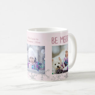 JulfotoCollage är rosa glad snöflingor Kaffemugg