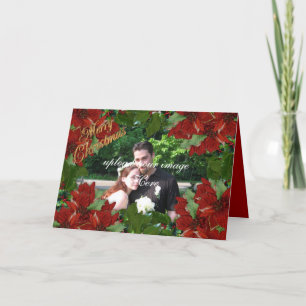 Julfotokort Holly poinsettias Helgkort
