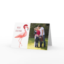 Julfotokort roligt Santa flamingo