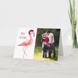 Julfotokort roligt Santa flamingo Helgkort