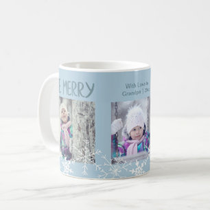 Julfotomaket var Merry Snöflingor Blue Kaffemugg