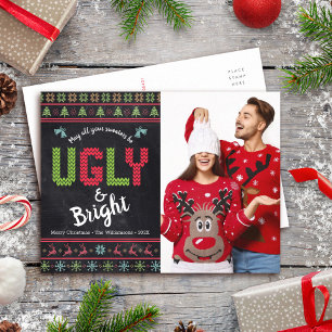 Julfotopapper, Nordic Ugly Sweater Roligt Chalkboa Helg Vykort