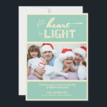 Julfotopapport, Helgdag Julkort<br><div class="desc">Låt ditt hjärta vara ljust. Fotokortsmallar för grönt och Cream helgdag. Glad helg.</div>