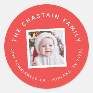 Julfotopatens Returadress Sticker Runt Klistermärke