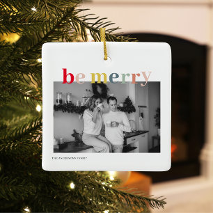 Julfotopatfamilj   Färgstark reklam Julgransprydnad Keramik