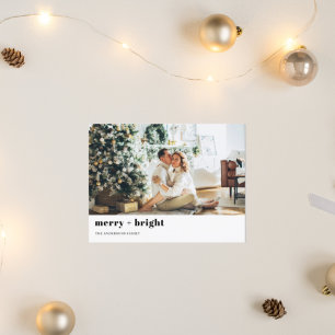 Julfotopatfamilj   Merry + Bright   HELGDAG Vykort