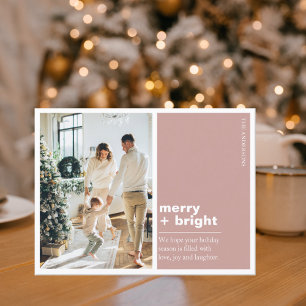 Julfotopatfamilj Merry + Bright Rosa Vykort