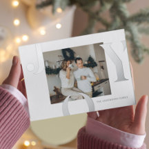 Julfotopatfamilj | Silver Joy-vykort