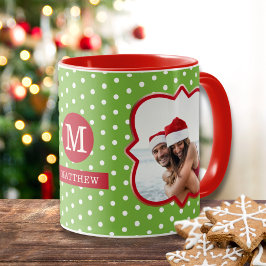 Julfotopon Monogram Namn, fina julklapp Mugg