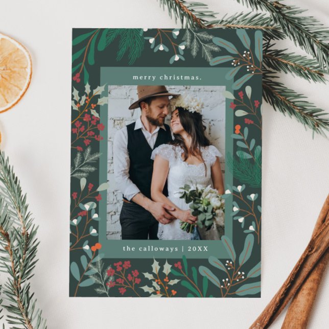 Julfotoport för botanisk Grönt - Helgdag Julkort (Skapare uppladdad)
