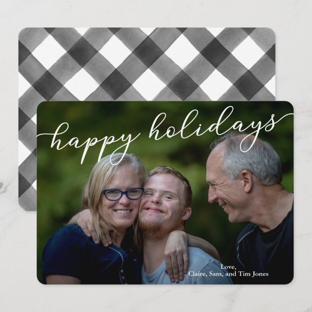 Julfotoport med ett familjefoto inbjudningar (Fram/baksida)