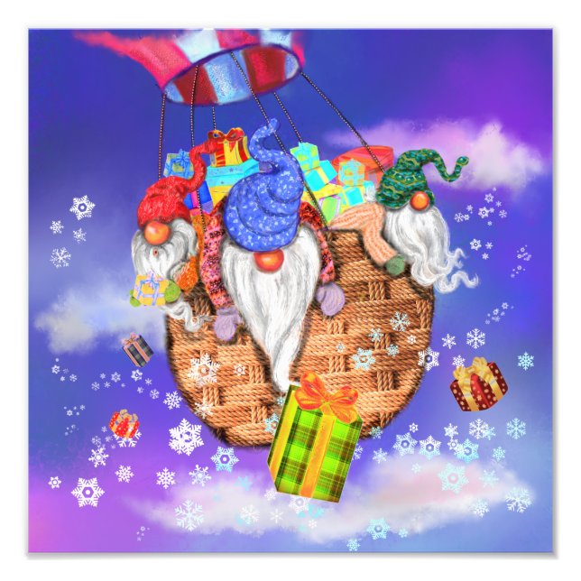 Julfotoutskrift Skriv ut Gnomes Ge-gåvor Fototryck (Framsidan)