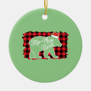 Julfotsteg Mamma Bear Jul Red Play Buffal Julgransprydnad Keramik