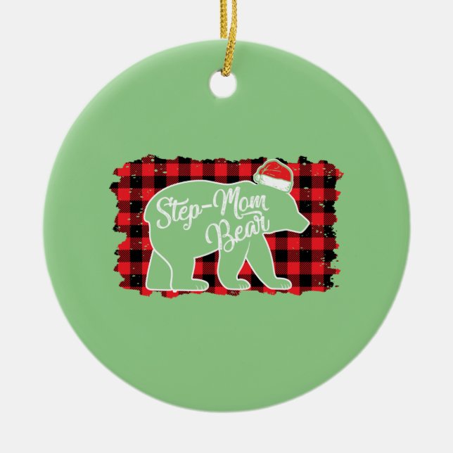 Julfotsteg Mamma Bear Jul Red Play Buffal Julgransprydnad Keramik (Framsidan)