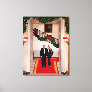 Julfotsteg President Donald Trump & Melania Canvastryck