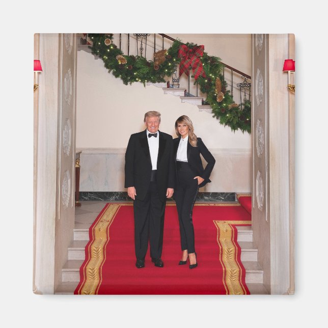 Julfotsteg President Donald Trump & Melania Magnet (Framsidan)