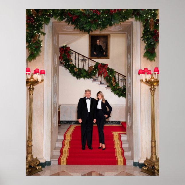 Julfotsteg President Donald Trump & Melania Poster (Framsidan)