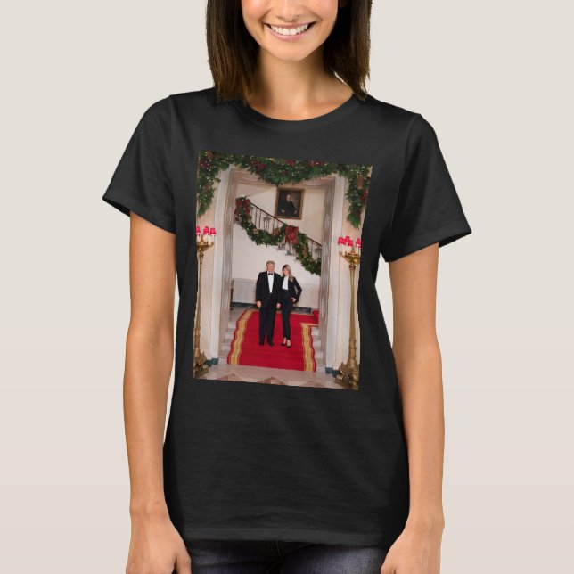 Julfotsteg President Donald Trump & Melania T Shirt (Framsida)