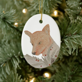 Julfox för konstnärligt skogsbruk julgransprydnad keramik