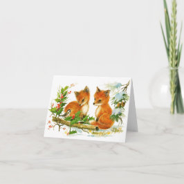 Julfoxar för Cute Vintage Helgkort