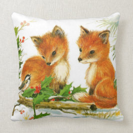 Julfoxar för Cute Vintage Kudde