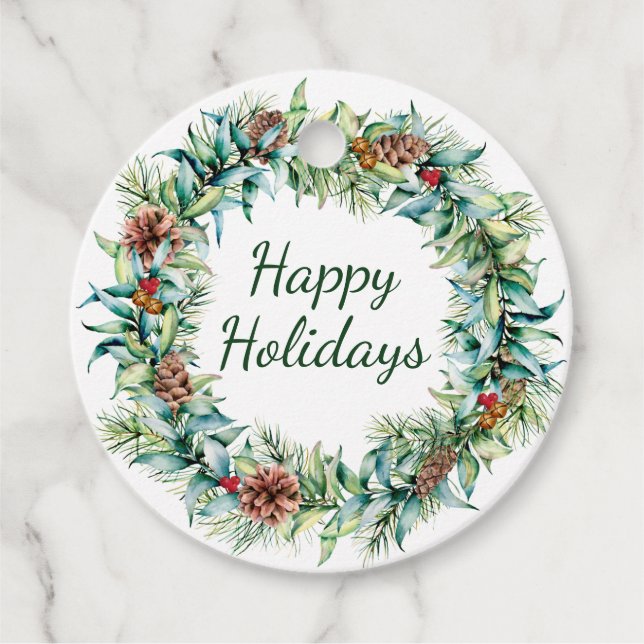 Julfrand med Berries och Klockor Gift Märkres Gåvor Etiketter (Framsida)