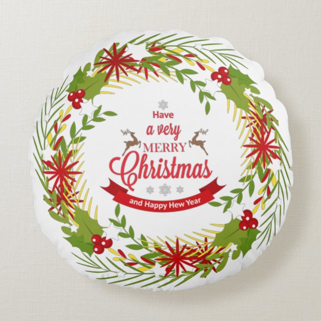 Julfrand med Mistletoe Rund Kudde (Framsidan)