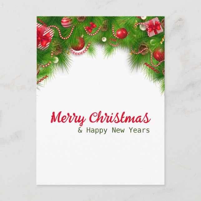 Julfrand och Röda Lökar och Presenter Helg Vykort (Framsida)