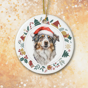 julfransen vid Australian shepherd Hund Julgransprydnad Keramik