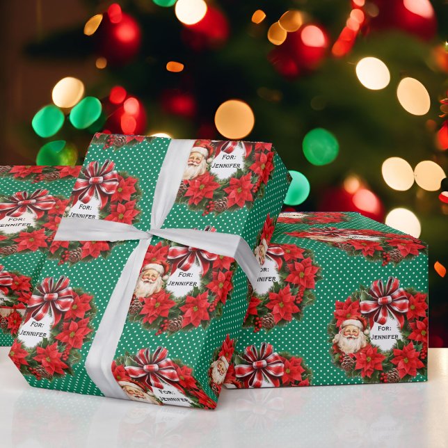 Julfransmannen Lägg till Namn Classic Santa Red-Gr Presentpapper (Skapare uppladdad)